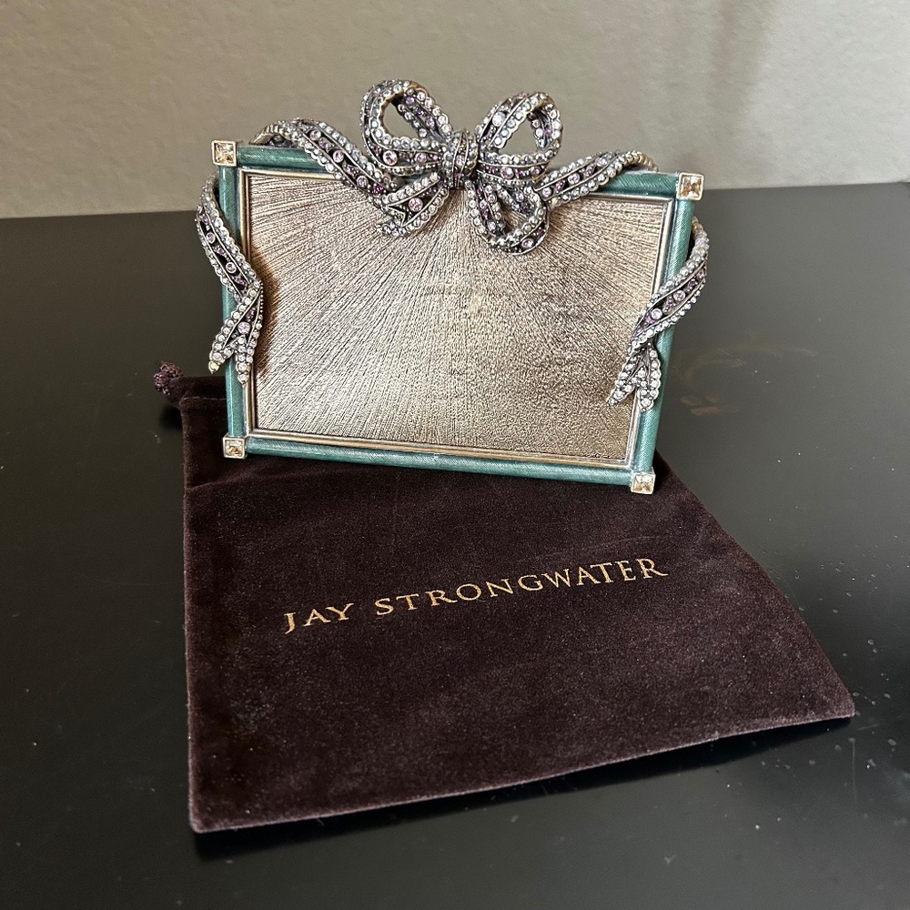 Jay Armstrong Victorian Pave Crystal Bow Ribbon Enamel Frame. ( Authentic)